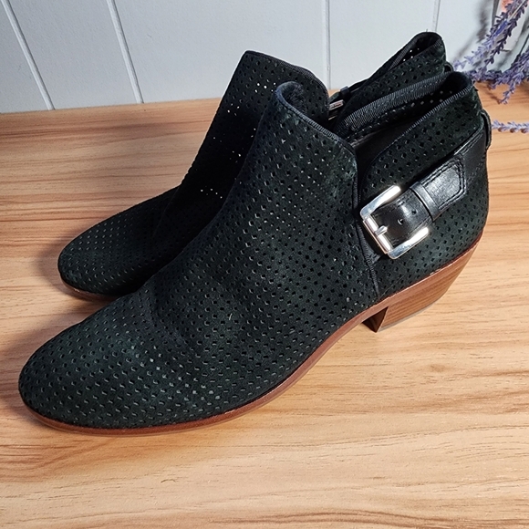Sam Edelman Black Suede Ankle Boots with Buckle Size 7 - Picture 3 of 7